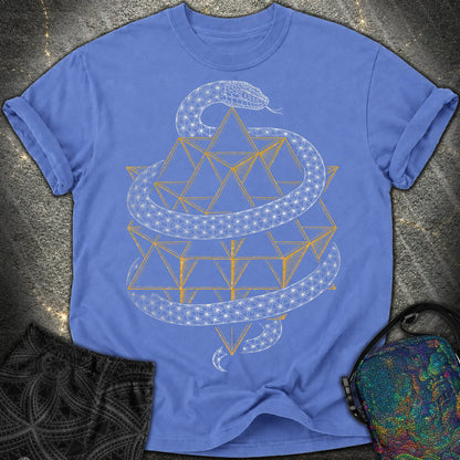 Serpent Tetrahedron Merkaba Geometry - Serpent Tetrahedron Merkaba Geometry Comfort T-Shirt - Mystic Blue