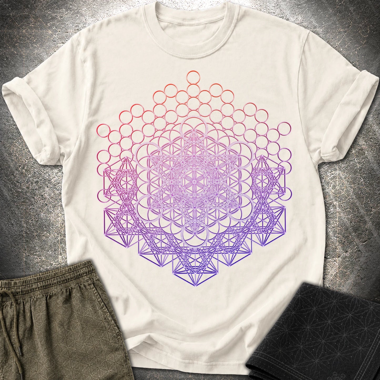 Metatron And Flower Connection - Metatron And Flower Connection T-Shirt - Natural