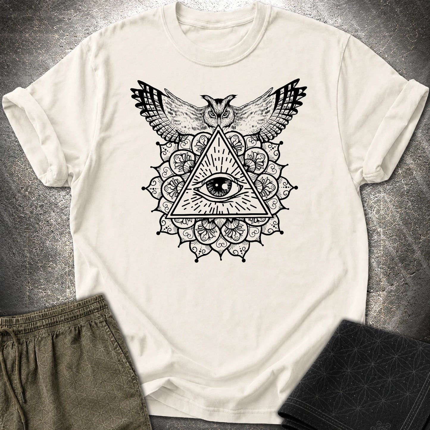 Owl Mandala Providence T-Shirt - Owl Mandala Providence T-Shirt - Natural