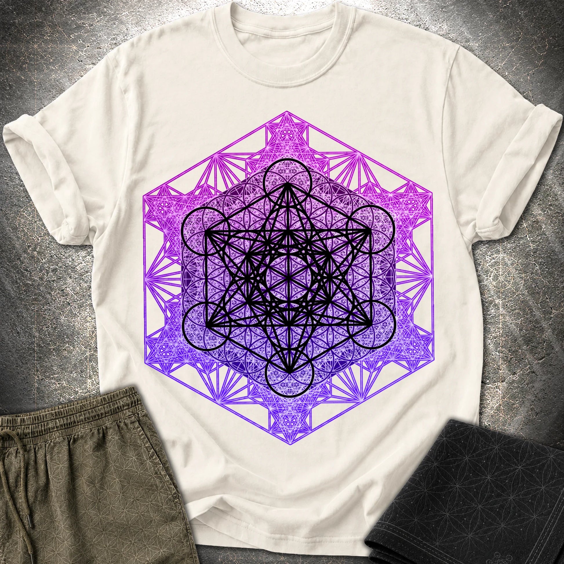 Metatron's Tesseract T-Shirt - Metatron's Tesseract T-Shirt - Natural
