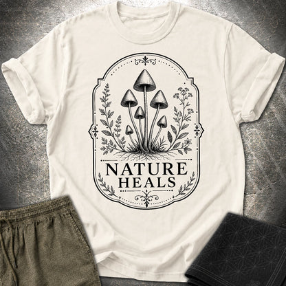 Nature Heals Botanical Fungi T-Shirt - Nature Heals Botanical Fungi T-Shirt - Natural