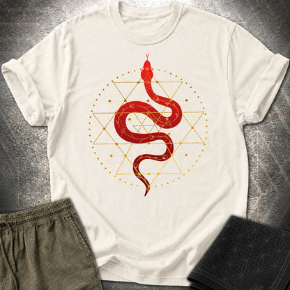 Sri Yantra Snake T-Shirt - Sri Yantra Snake T-Shirt - Natural