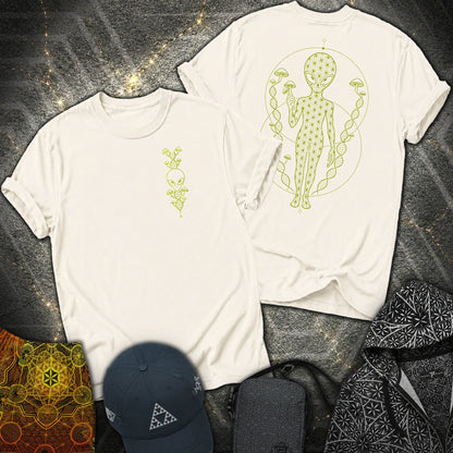 Alien Mushroom DNA 2 Sided T-Shirt - Alien Mushroom DNA 2 Sided T-Shirt - Natural