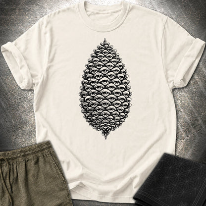 All Seeing Pinecone Black T-Shirt - All Seeing Pinecone Black T-Shirt - Natural