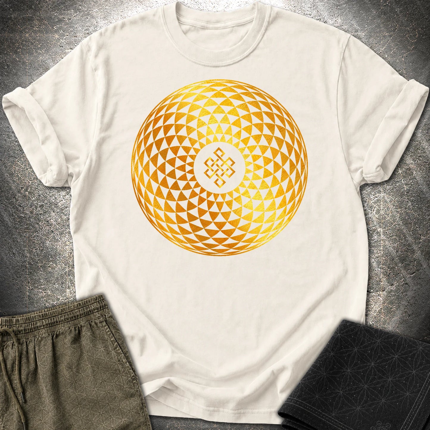 Gold Endless Knot T-Shirt - Gold Endless Knot T-Shirt - Natural