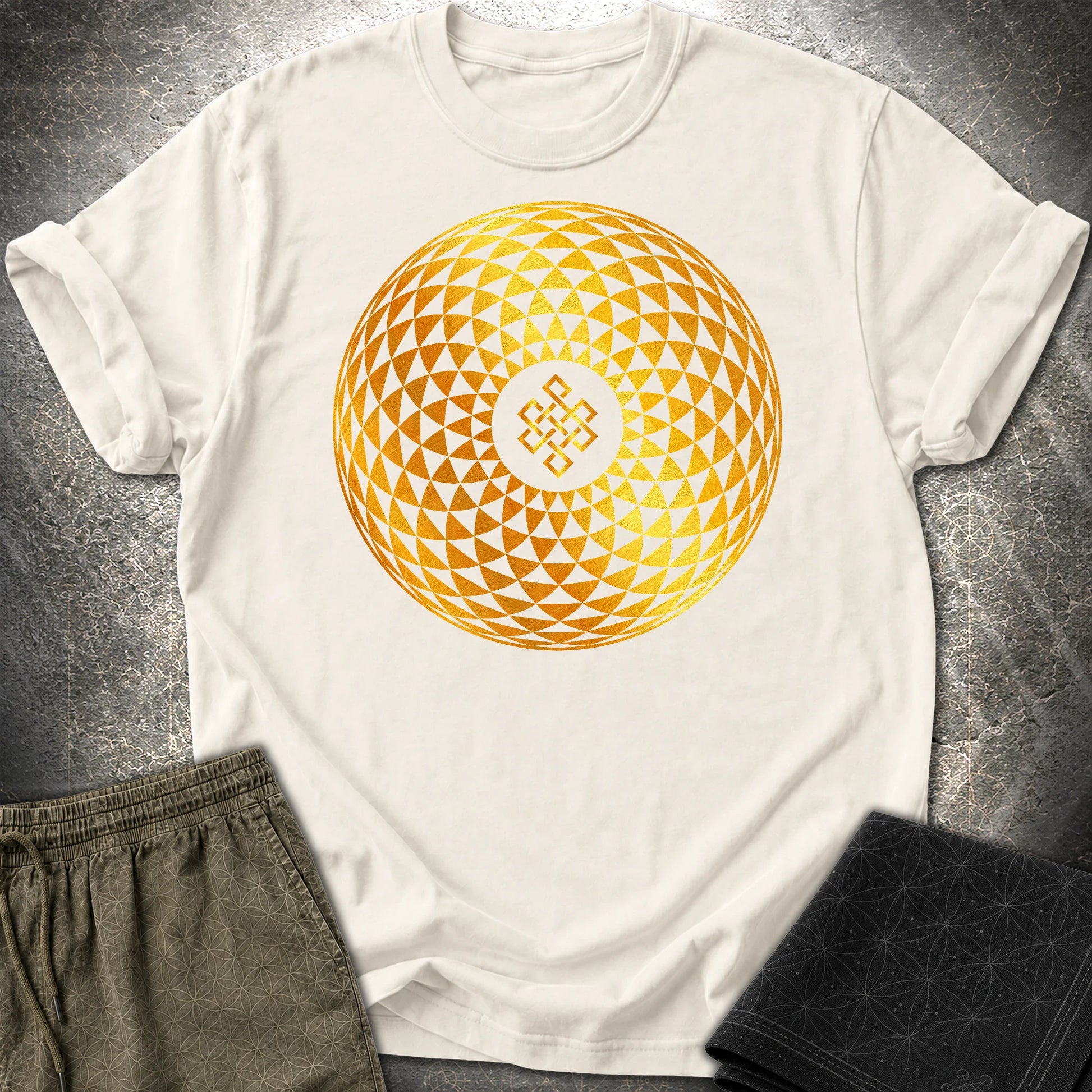 Gold Endless Knot T-Shirt - Gold Endless Knot T-Shirt - Natural