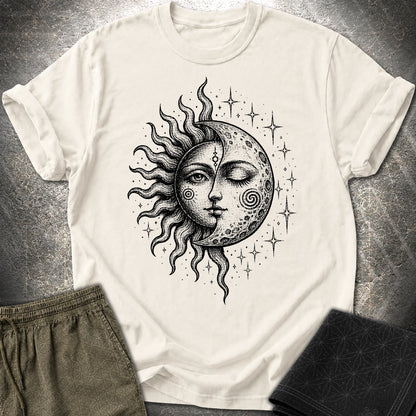 Celestial Sun Moon T-Shirt, Mystic Duality Shirt, Spiritual Cosmic Graphic Tee - Celestial Sun Moon T-Shirt, Mystic Duality Shirt, Spiritual Cosmic Graphic Tee - Natural