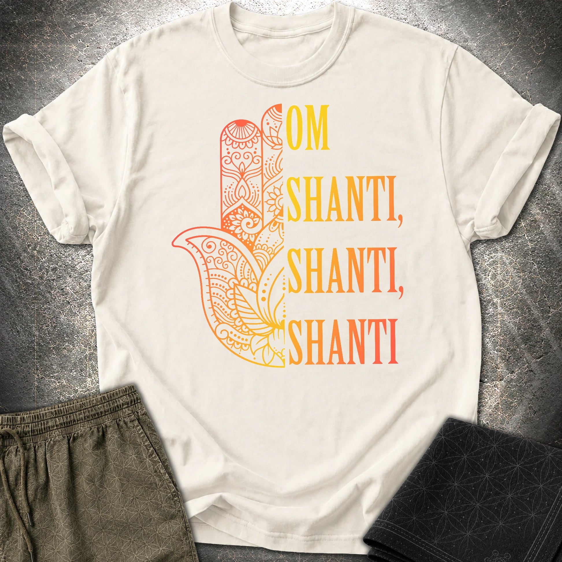 Hamsa Om Shanti T-Shirt - Hamsa Om Shanti T-Shirt - Natural