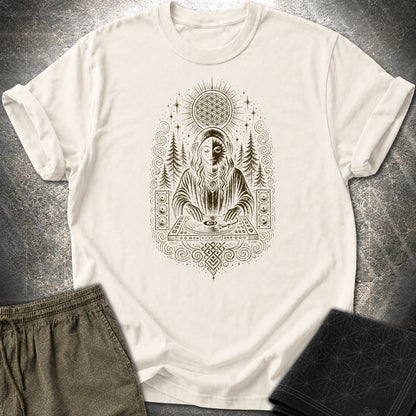 Mystic DJ T-Shirt, Psychedelic Rave Goddess Shirt, Sacred Geometry Festival Graphic Tee - Mystic DJ T-Shirt, Psychedelic Rave Goddess Shirt, Sacred Geometry Festival Graphic Tee - Natural