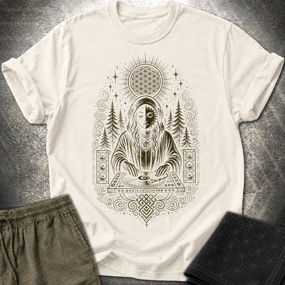 Mystic DJ T-Shirt, Psychedelic Rave Goddess Shirt, Sacred Geometry Festival Graphic Tee - Mystic DJ T-Shirt, Psychedelic Rave Goddess Shirt, Sacred Geometry Festival Graphic Tee - Natural