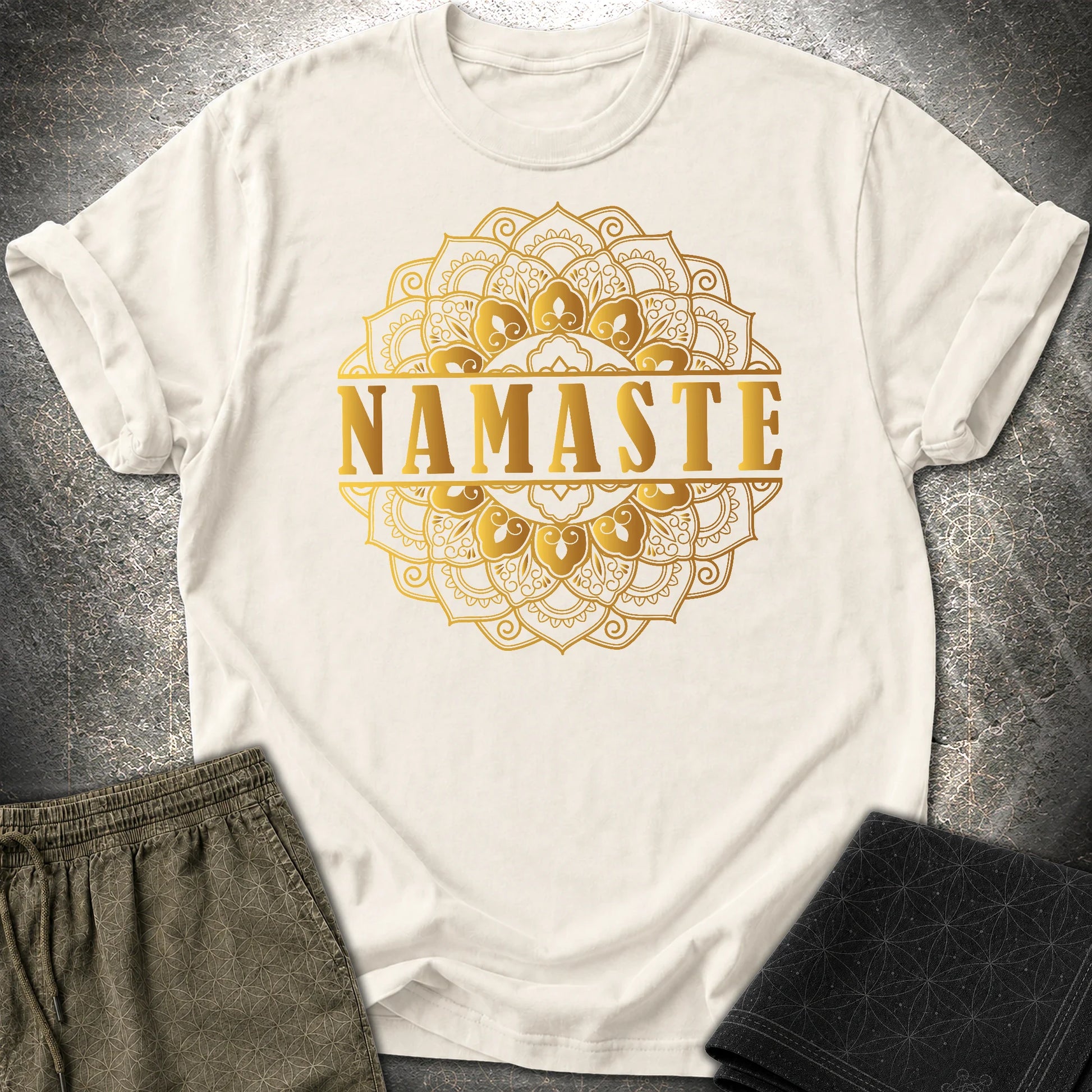 Namaste Gold Mandala T-Shirt - Namaste Gold Mandala T-Shirt - Natural