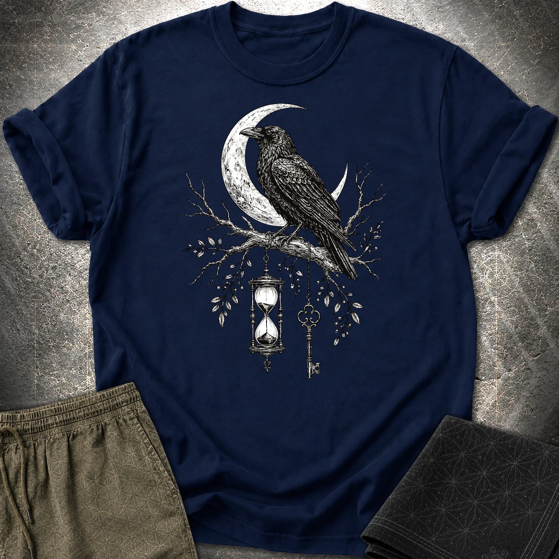 Crow Hourglass Key - Crow Hourglass Key T-Shirt - Navy