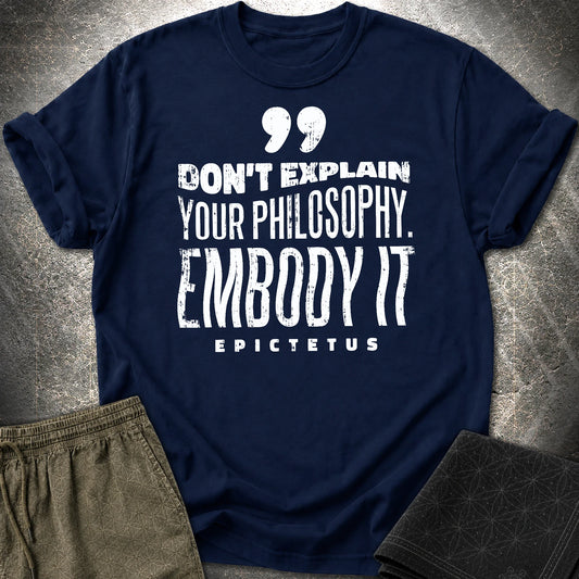 Epictetus Embody Philosophy T-Shirt - Epictetus Embody Philosophy T-Shirt - Navy