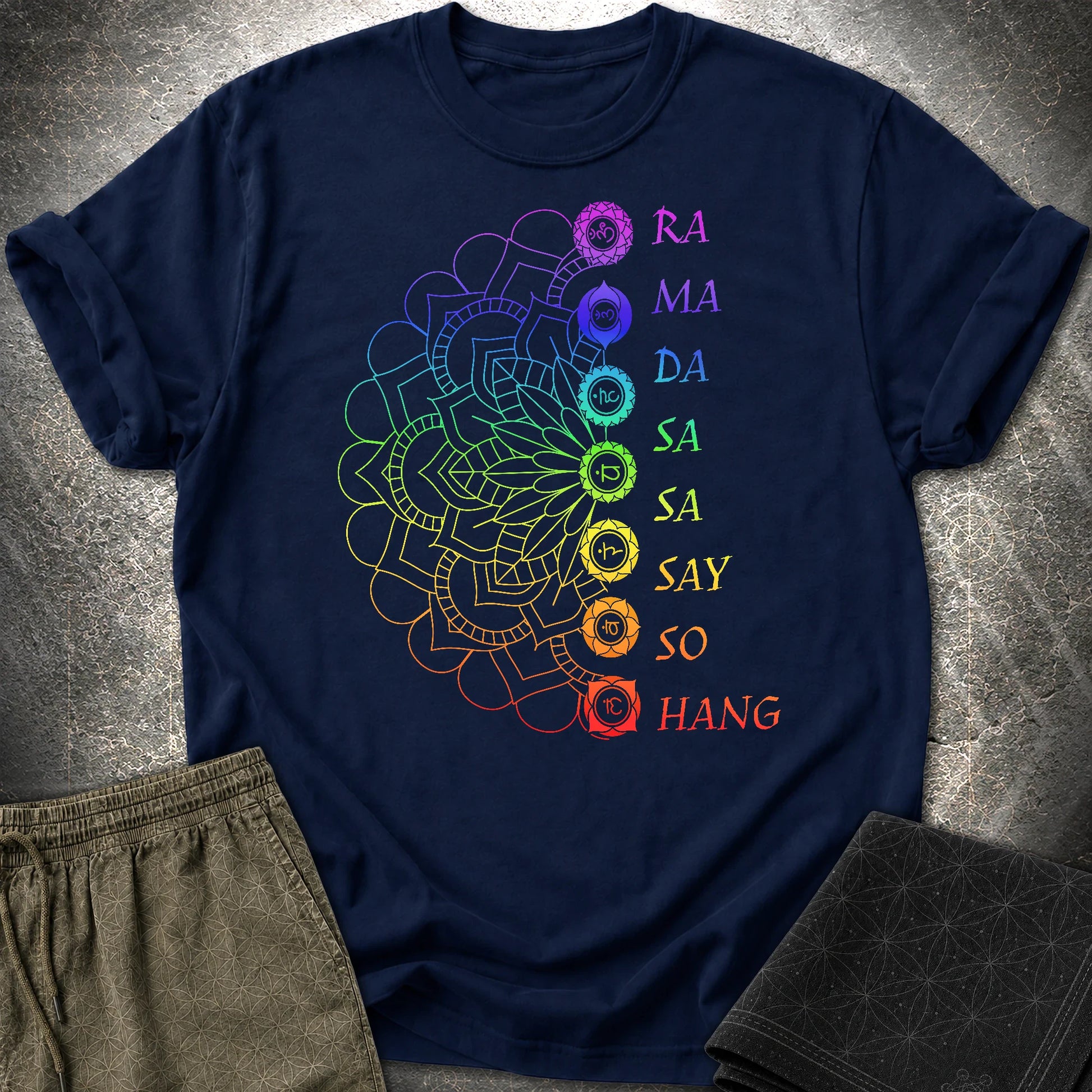Mandala Mantra T-Shirt - Mandala Mantra T-Shirt - Navy