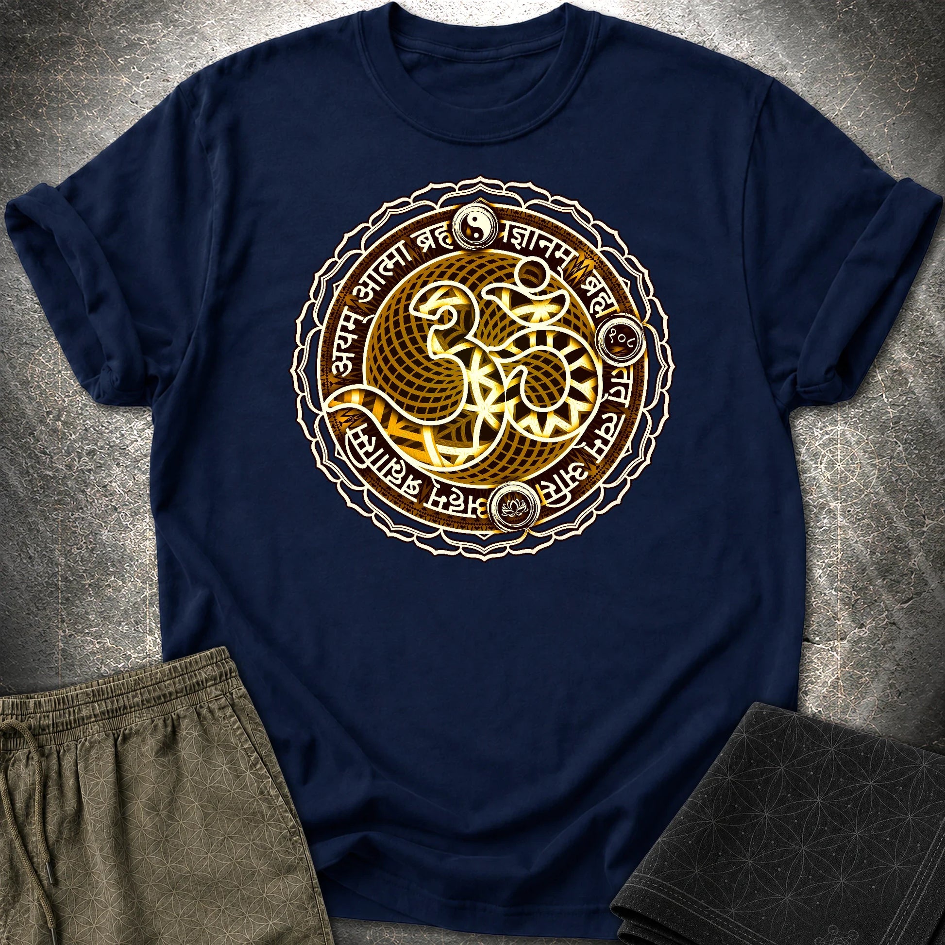 Ohm Sacred Sanskrit T-Shirt - Ohm Sacred Sanskrit T-Shirt - Navy