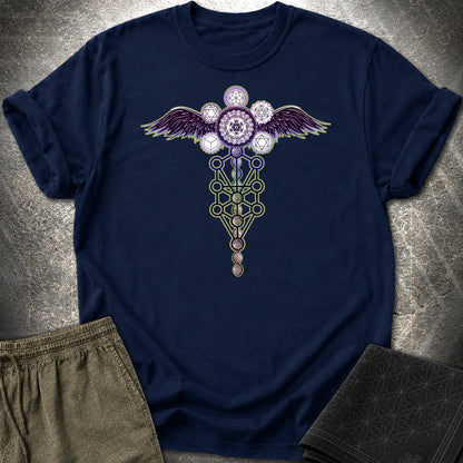 Winged Metatron's Cube T-Shirt - Winged Metatron's Cube T-Shirt - Navy