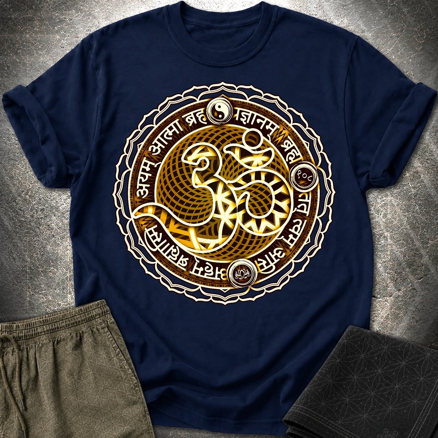 Ohm Sacred Sanskrit T-Shirt - Ohm Sacred Sanskrit T-Shirt - Navy
