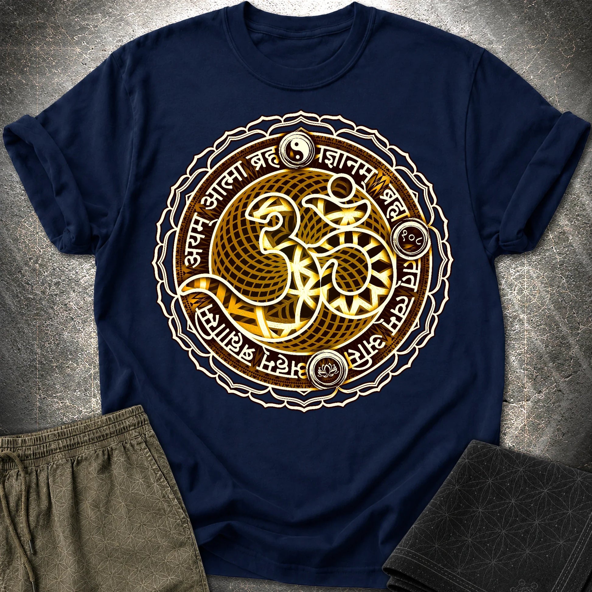 Ohm Sacred Sanskrit T-Shirt - Ohm Sacred Sanskrit T-Shirt - Navy