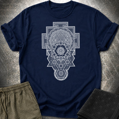 Sacred Geometry Encyclopedia T-Shirt - Sacred Geometry Encyclopedia T-Shirt - Navy