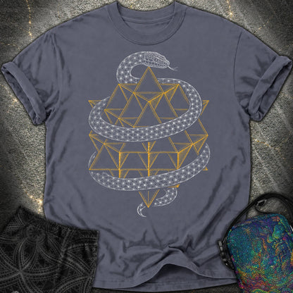 Serpent Tetrahedron Merkaba Geometry Comfort T-Shirt - Serpent Tetrahedron Merkaba Geometry Comfort T-Shirt - Navy