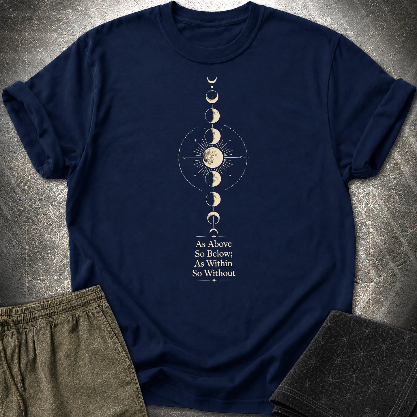 As Above So Below Moon - As Above So Below Moon T-Shirt - Navy