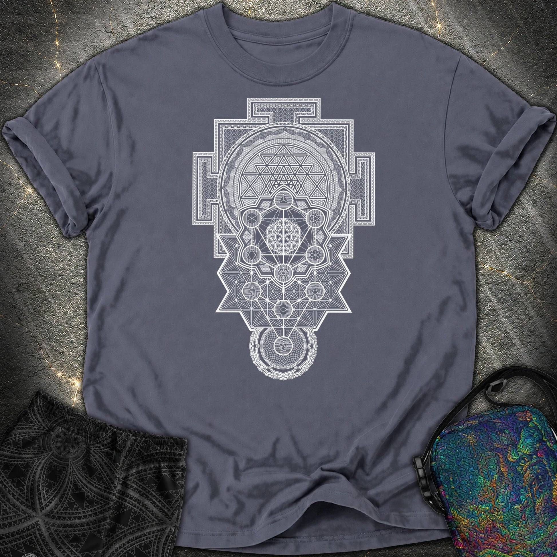 Sacred Geometry Encyclopedia Comfort T-Shirt - Sacred Geometry Encyclopedia Comfort T-Shirt - Navy