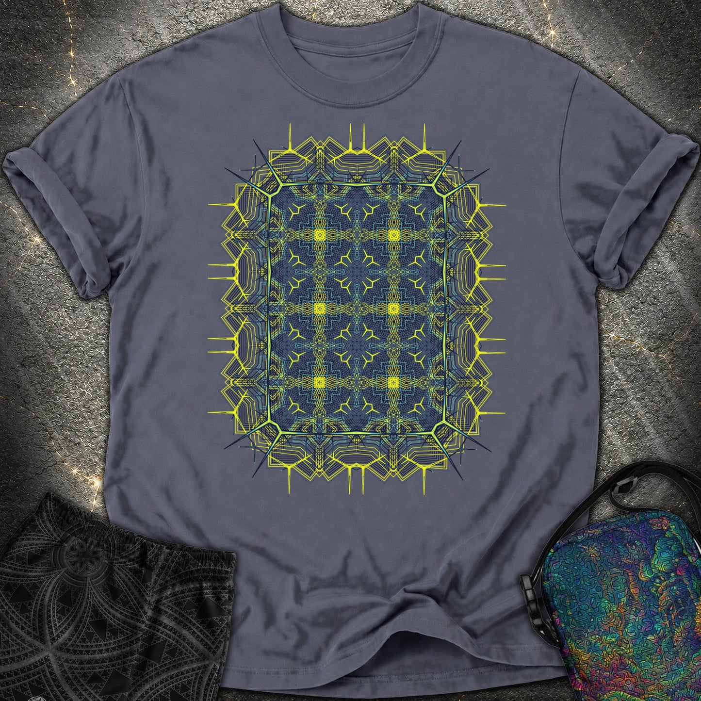 Electric Geometric Matrix - Electric Geometric Matrix Comfort T-Shirt - Navy