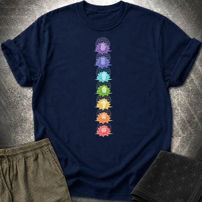 Lotus Flower Chakras T-Shirt - Lotus Flower Chakras T-Shirt - Navy