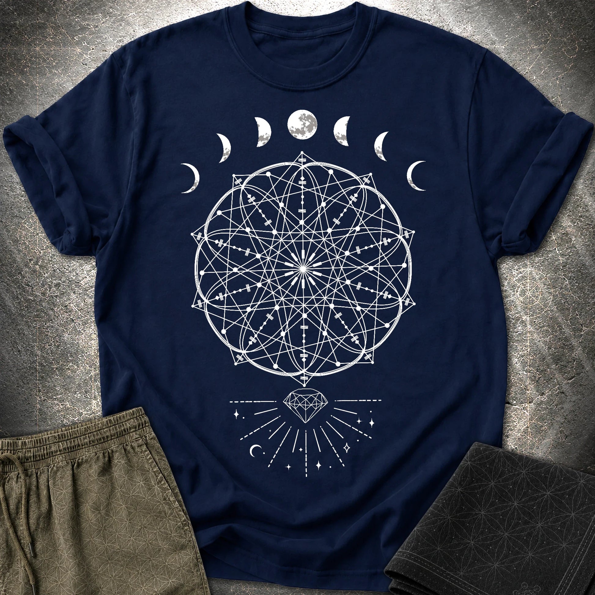Inner Beauty Moon Phases T-Shirt - Inner Beauty Moon Phases T-Shirt - Navy