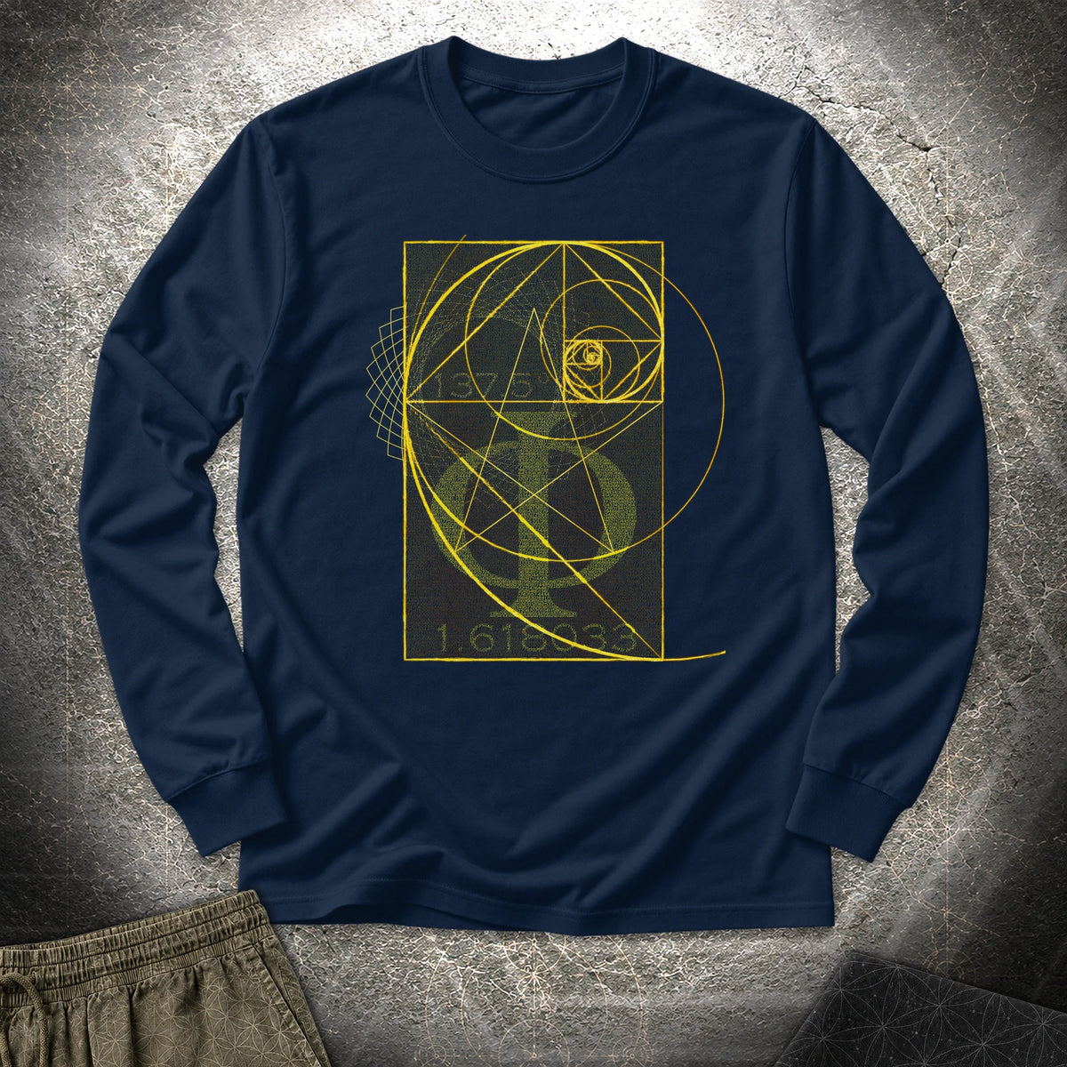 Golden Ratio Spirals - Golden Ratio Spirals Long Sleeve Shirt - Navy