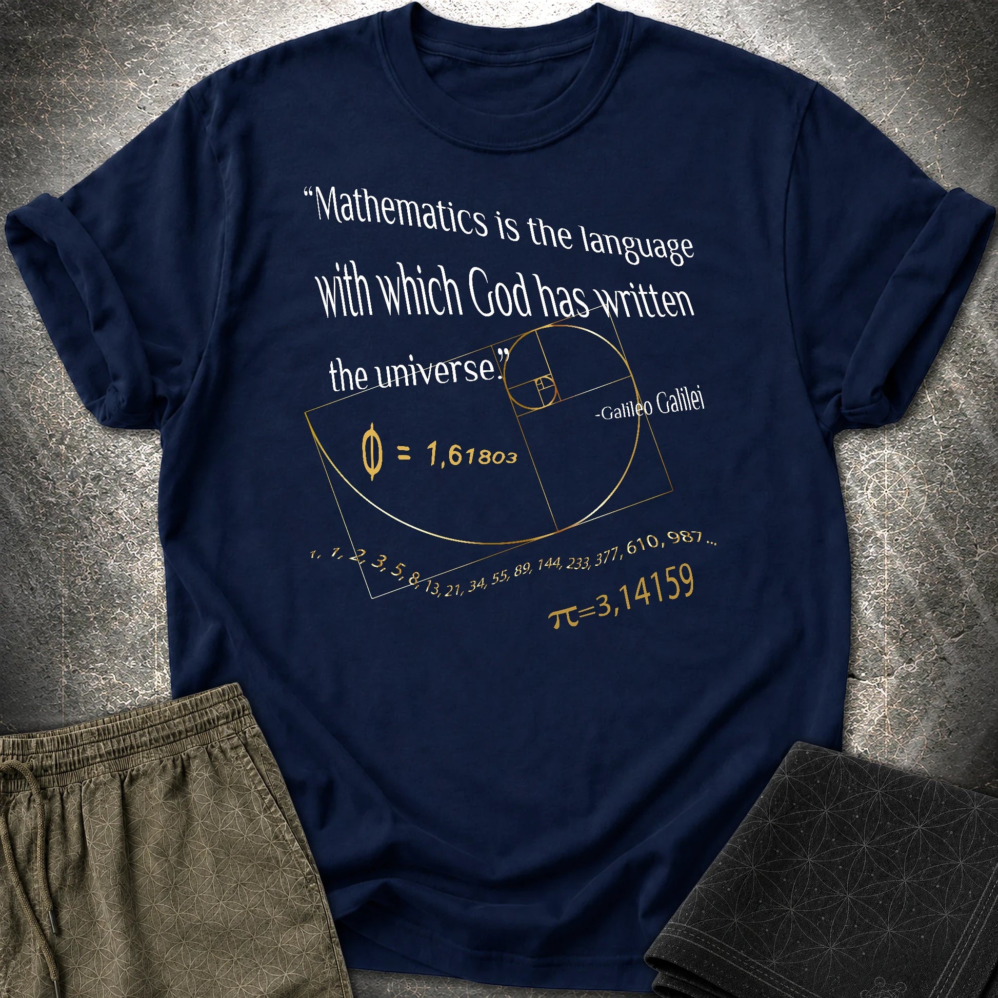 Galileo Galilei Quote T-Shirt - Galileo Galilei Quote T-Shirt - Navy