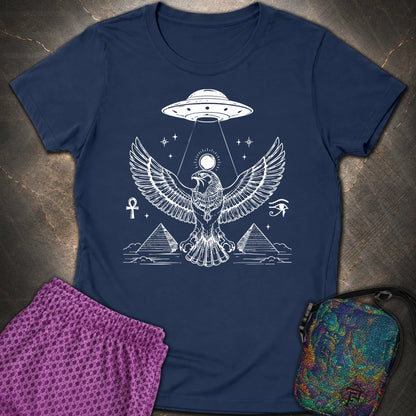 Solar Falcon Beneath the Starship - Solar Falcon Beneath the Starship Womens T-Shirt - Navy