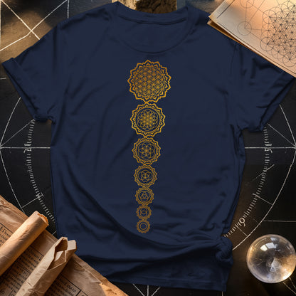 Gold Flower Of lIfe Chakras T-Shirt