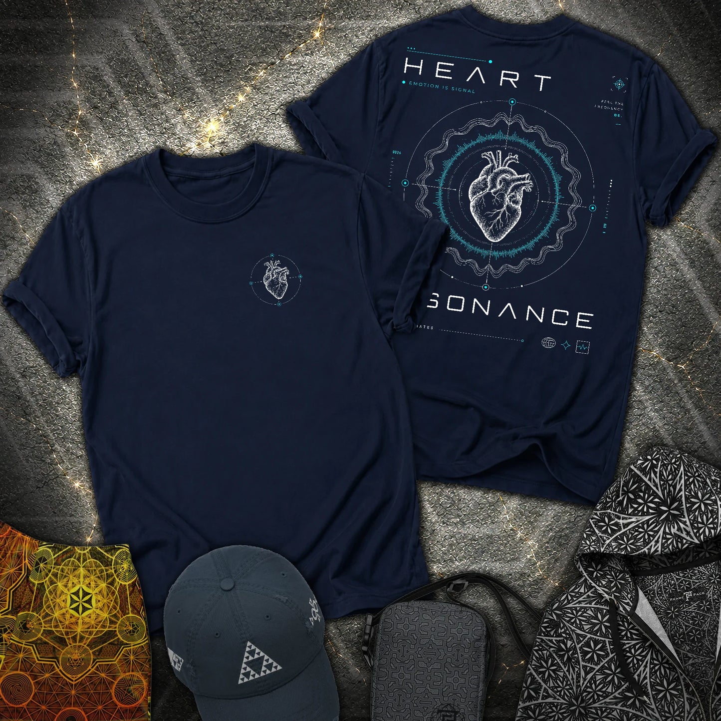 Heart Radiates - Heart Radiates 2 Sided T-Shirt - Navy