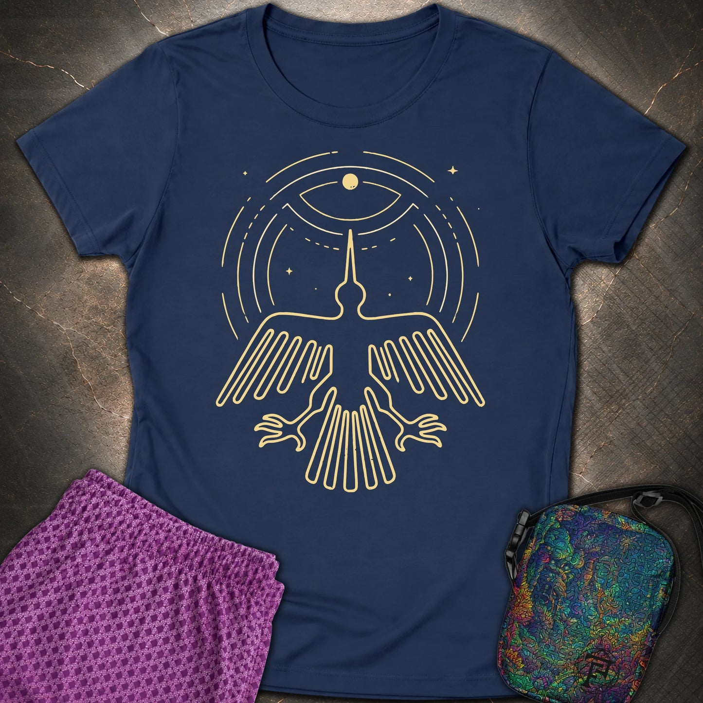 Geoglif Ptaka - Geoglif Ptaka Womens T-Shirt - Navy