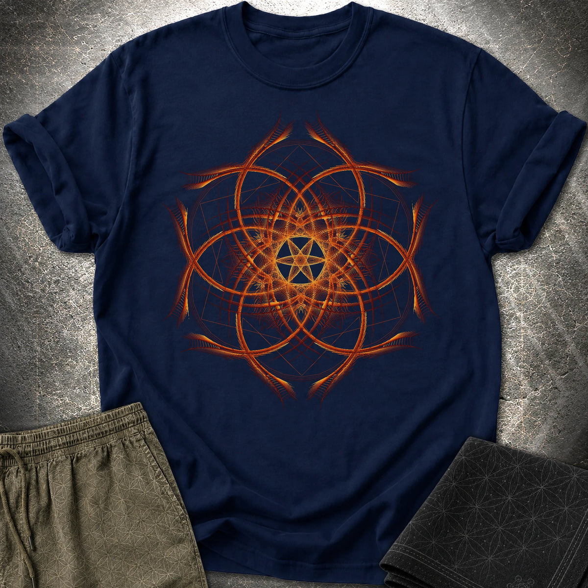 Geometric Sunset T-Shirt - Geometric Sunset T-Shirt - Navy