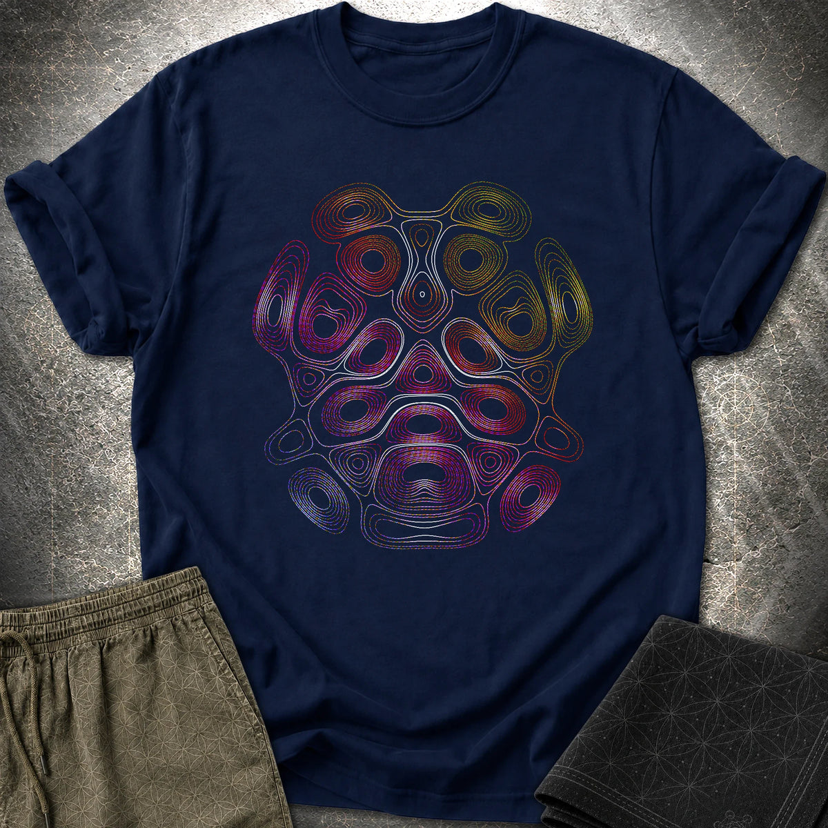 Psychedelic Bear Boho Hippie Trippy Wildlife T-Shirt - Psychedelic Bear Boho Hippie Trippy Wildlife T-Shirt - Navy