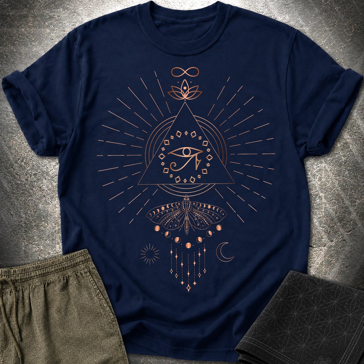 Ra Mystical Moth T-Shirt - Ra Mystical Moth T-Shirt - Navy