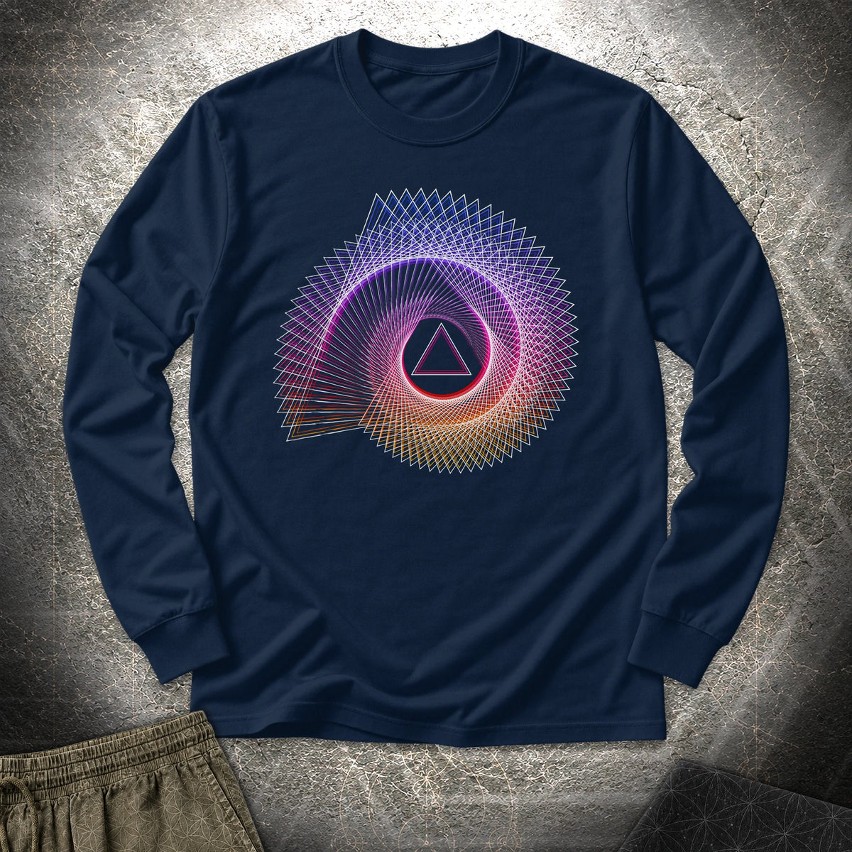 Spiralling Gradient Triangle - Spiralling Gradient Triangle Long Sleeve Shirt - Navy