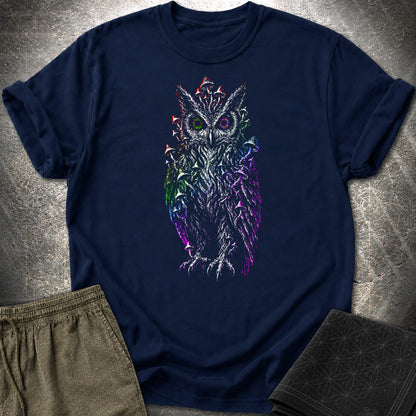 Trippy Mushroom Owl T-Shirt - Trippy Mushroom Owl T-Shirt - Navy