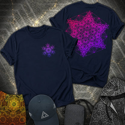 Metatron's Tesseract 2 Side 2 Sided T-Shirt - Metatron's Tesseract 2 Side 2 Sided T-Shirt - Navy