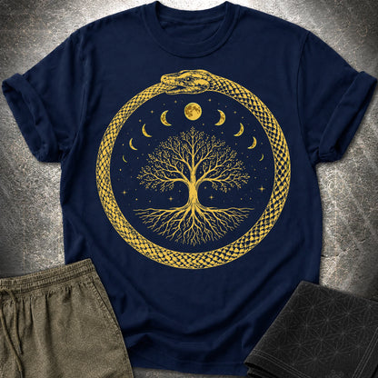 Ouroboros Moon Tree Unisex T-Shirt - Ouroboros Moon Tree Unisex T-Shirt - Navy