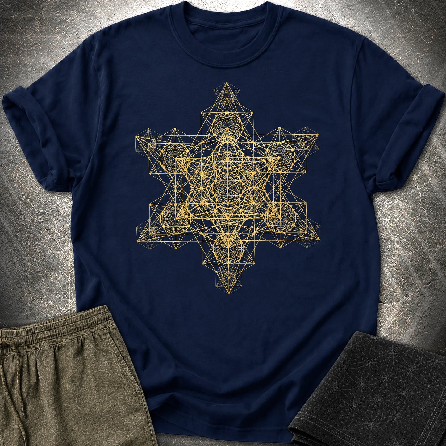 Metatron Fractal Star T-Shirt - Metatron Fractal Star T-Shirt - Navy