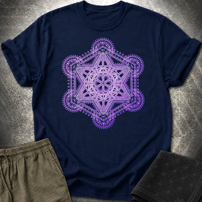 Intricate Metatron's Cube T-Shirt - Intricate Metatron's Cube T-Shirt - Navy