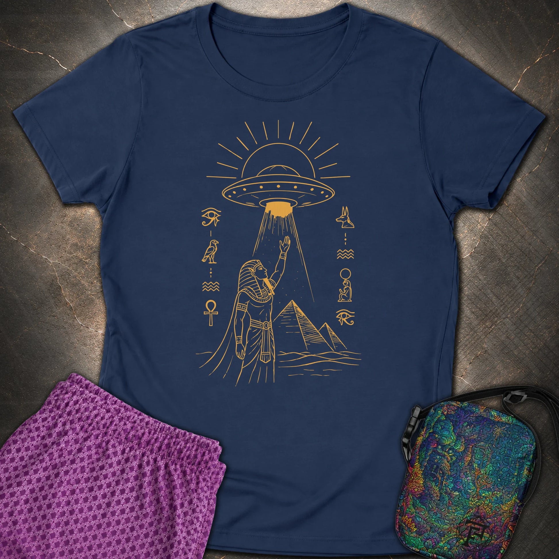 Pharaoh Reaching for the Sky Vessel - Pharaoh Reaching for the Sky Vessel Womens T-Shirt - Navy