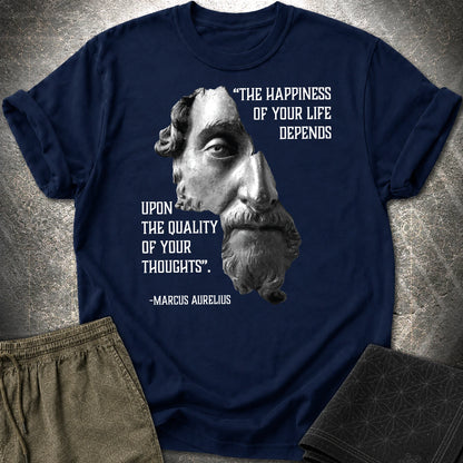 Marcus Aurelius Happiness T-Shirt - Marcus Aurelius Happiness T-Shirt - Navy