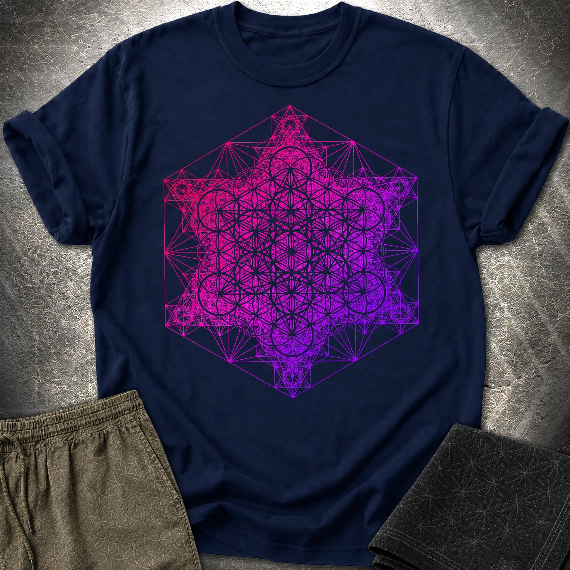 Metatron Fractal Super Structure T-Shirt - Metatron Fractal Super Structure T-Shirt - Navy