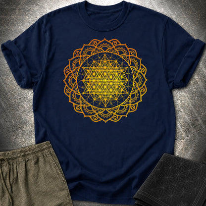 Tetrahedron Mandala T-Shirt - Tetrahedron Mandala T-Shirt - Navy