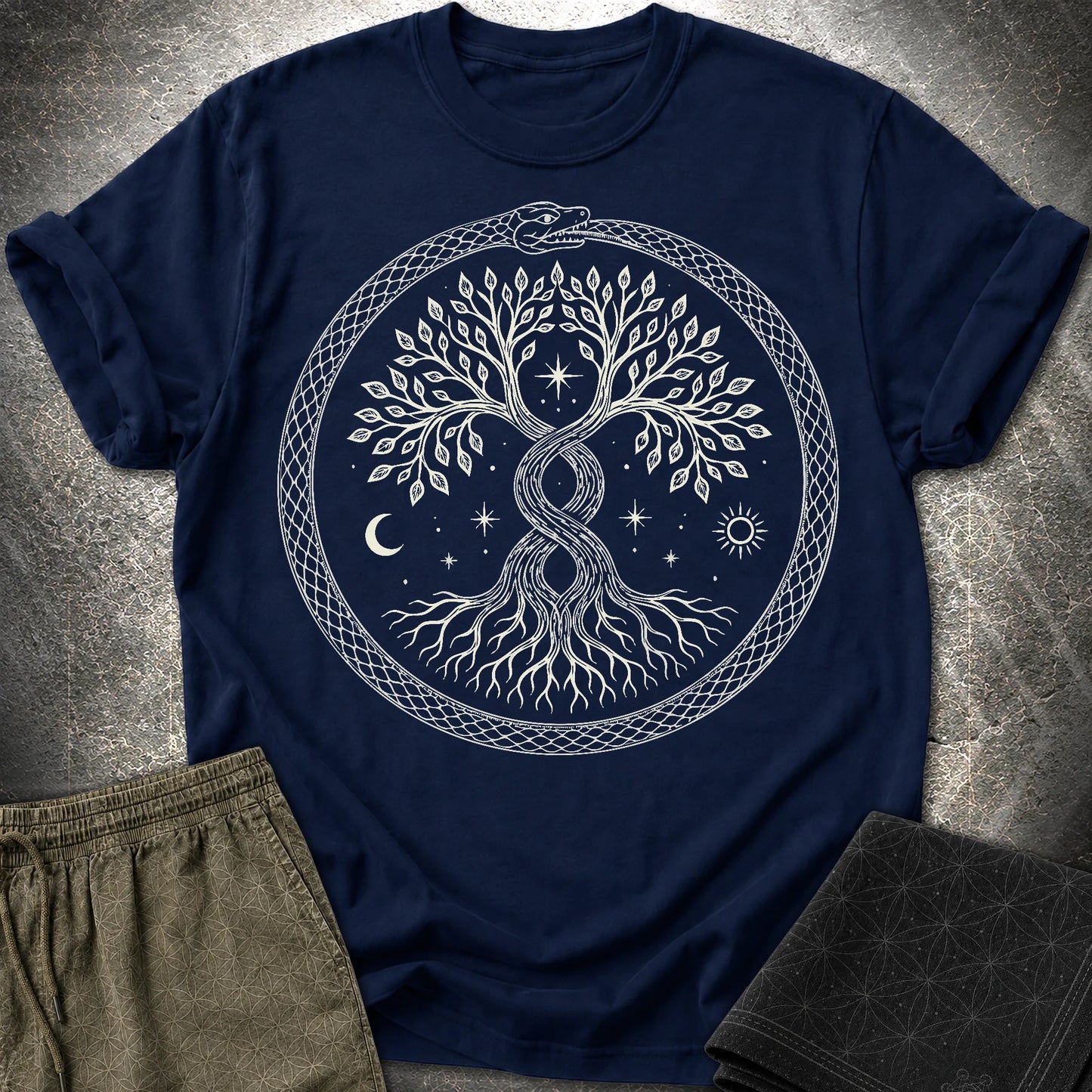 888 Ouroboros Tree T-Shirt - 888 Ouroboros Tree T-Shirt - Navy