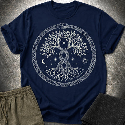 888 Ouroboros Tree T-Shirt - 888 Ouroboros Tree T-Shirt - Navy